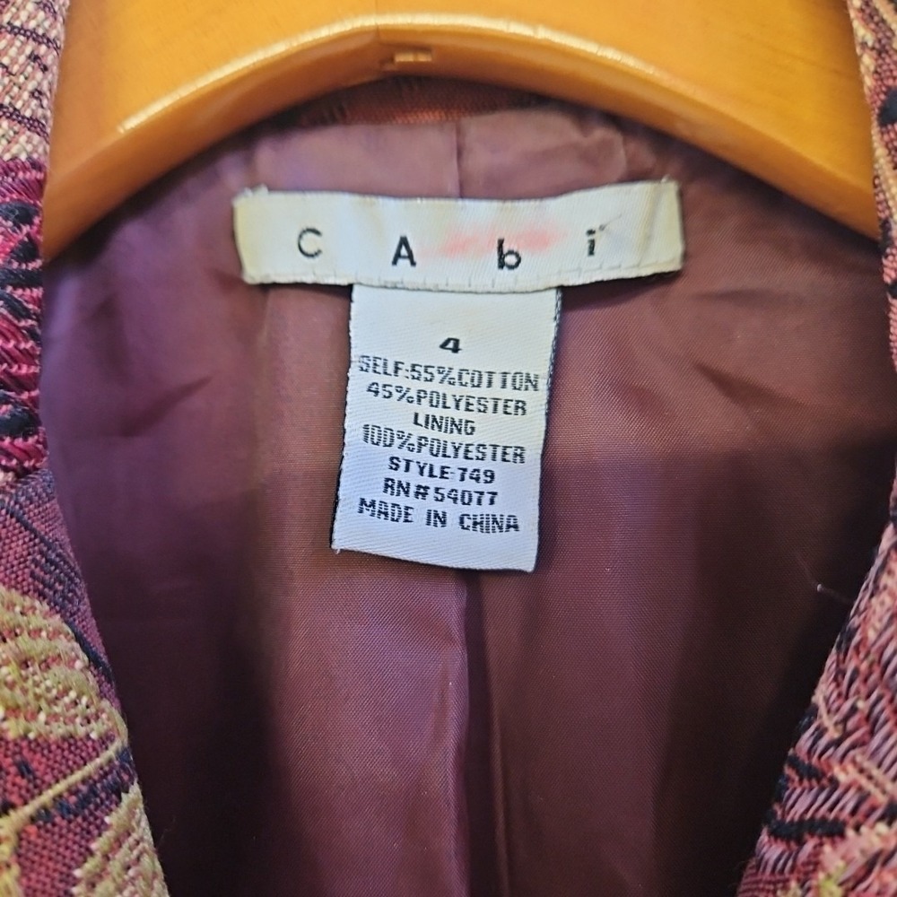 Cabi Jacobean Mulberry Floral Tapestry Coat Size 4 Mid Length Boho Artsy - Picture 6 of 12